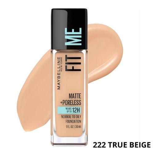 Base Maybelline Fit Me Matte + Poreless  – Tono 222 True Beige